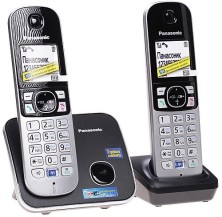 DECT-телефон Panasonic, 2 трубки, 120 контактов, Чёрный KX-TG6812RUB