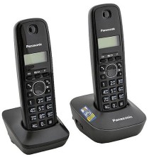 DECT-телефон Panasonic, 2 трубки, 50 контактов, Тёмно-серый KX-TG1612RUH