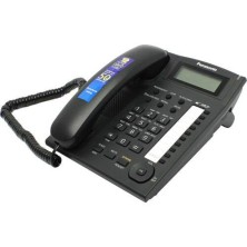 Проводной телефон Panasonic, 1 линия, 50 контактов, LCD, настенный, Чёрный KX-TS2388RUB