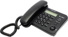 Проводной телефон Panasonic, 1 линия, 50 контактов, LCD, настенный, Чёрный KX-TS2356RUB