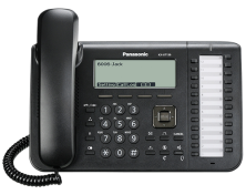 IP-телефон Panasonic, 1xLAN, 1xWAN 10/100 Мб/с, SIP, LCD, PoE, Чёрный KX-UT136RU-B